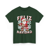 Feliz Navidad Santa Claus T-Shirt - Forest Green