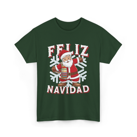 Feliz Navidad Santa Claus T-Shirt - Forest Green