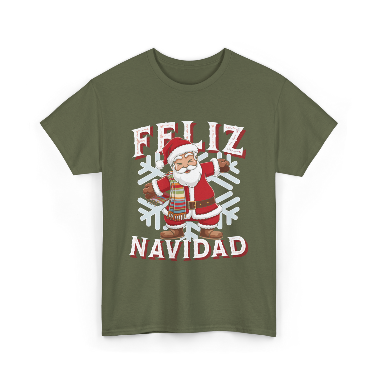 Feliz Navidad Santa Claus T-Shirt - Military Green