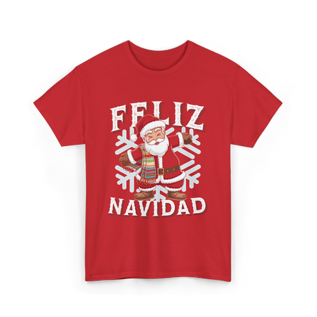 Feliz Navidad Santa Claus T-Shirt - Red