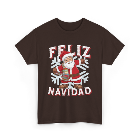 Feliz Navidad Santa Claus T-Shirt - Dark Chocolate