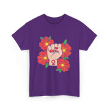 Feminist Fist Flowers Feminism T-Shirt - Purple