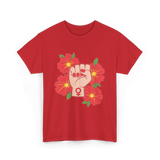 Feminist Fist Flowers Feminism T-Shirt - Red