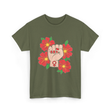 Feminist Fist Flowers Feminism T-Shirt - Military Green