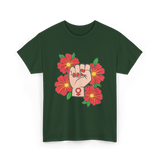 Feminist Fist Flowers Feminism T-Shirt - Forest Green