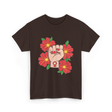 Feminist Fist Flowers Feminism T-Shirt - Dark Chocolate