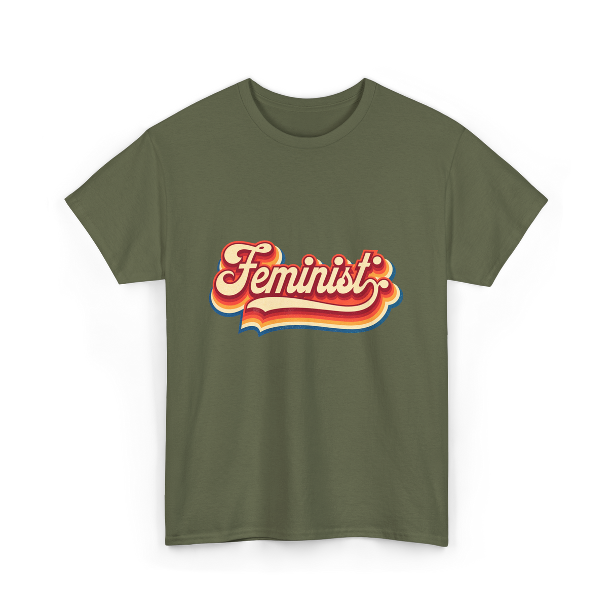 Feminist Retro Feminism Movement T-Shirt - Military Green