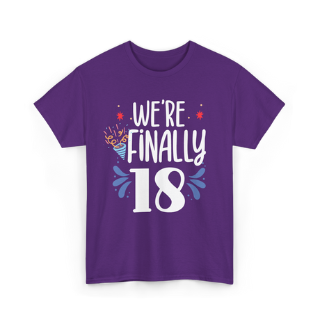 Finally 18 Birthday Party Twins T-Shirt - Purple