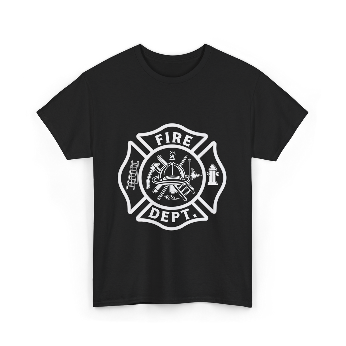 Fire Dept Firefighter Badge T-Shirt - Black