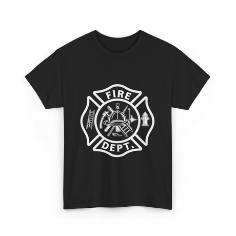 Fire Dept Firefighter Badge T-Shirt - Black