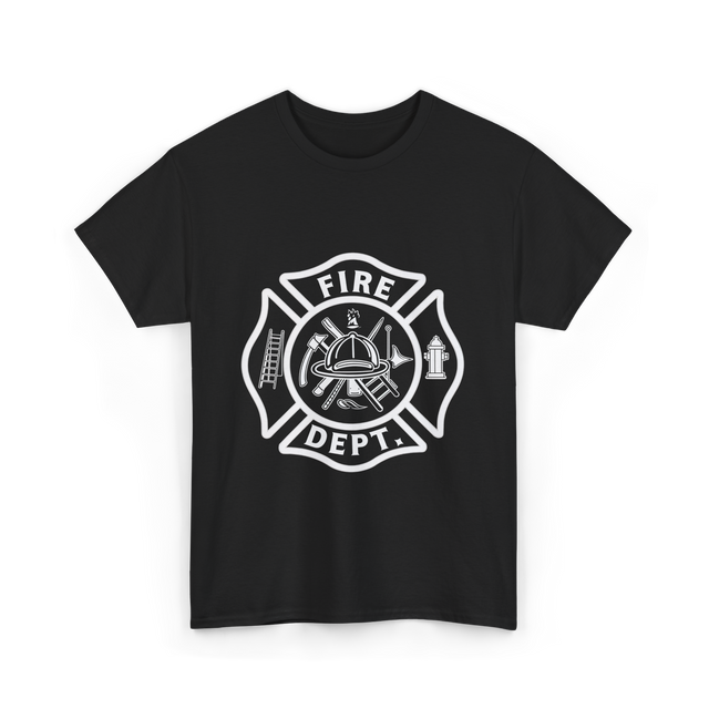 Fire Dept Firefighter Badge T-Shirt - Black