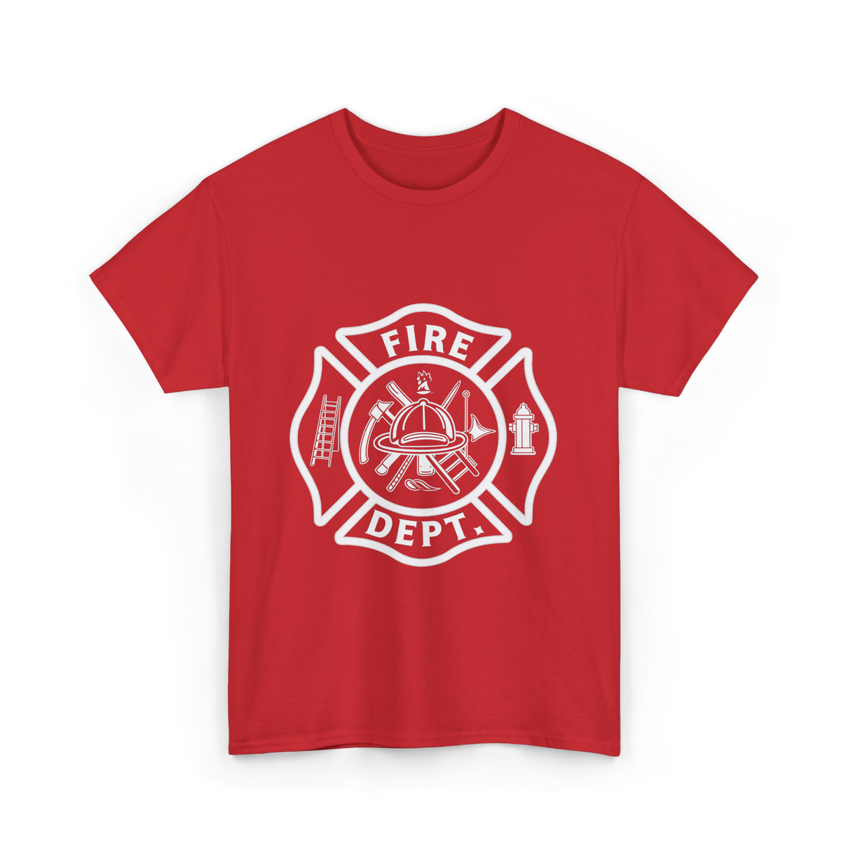 Fire Dept Firefighter Badge T-Shirt - Red