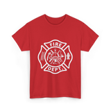 Fire Dept Firefighter Badge T-Shirt - Red