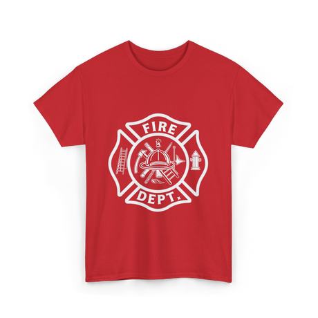 Fire Dept Firefighter Badge T-Shirt - Red