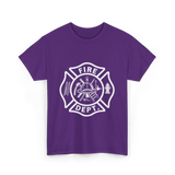 Fire Dept Firefighter Badge T-Shirt - Purple