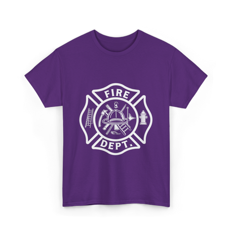 Fire Dept Firefighter Badge T-Shirt - Purple