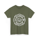 Fire Dept Firefighter Badge T-Shirt - Military Green