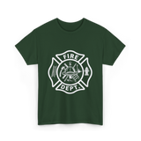 Fire Dept Firefighter Badge T-Shirt - Forest Green