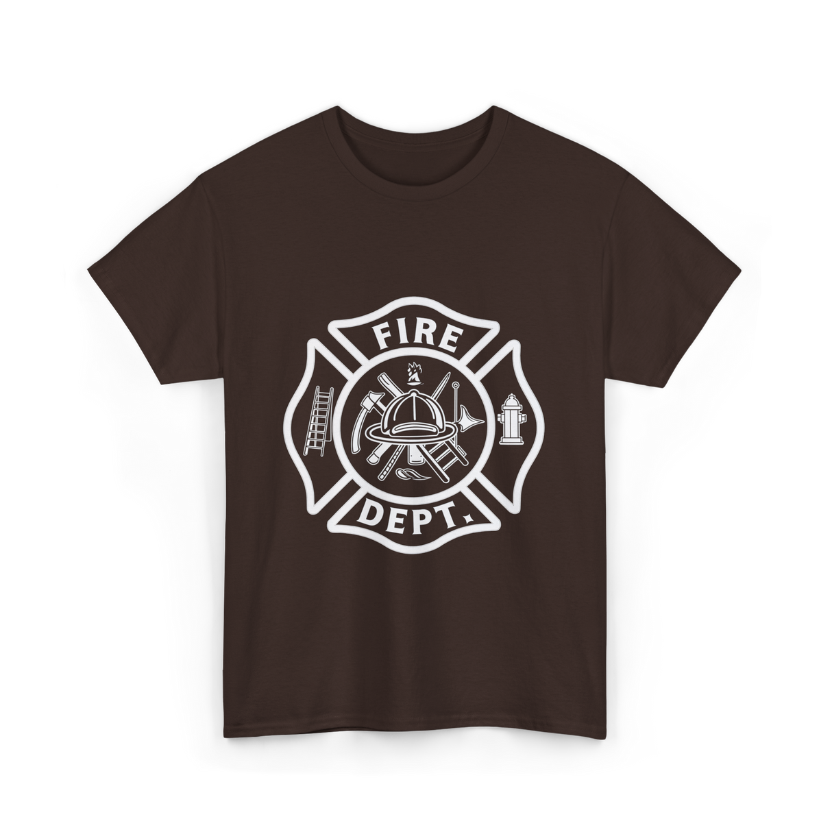 Fire Dept Firefighter Badge T-Shirt - Dark Chocolate