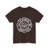 Fire Dept Firefighter Badge T-Shirt - Dark Chocolate