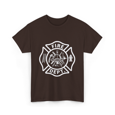 Fire Dept Firefighter Badge T-Shirt - Dark Chocolate