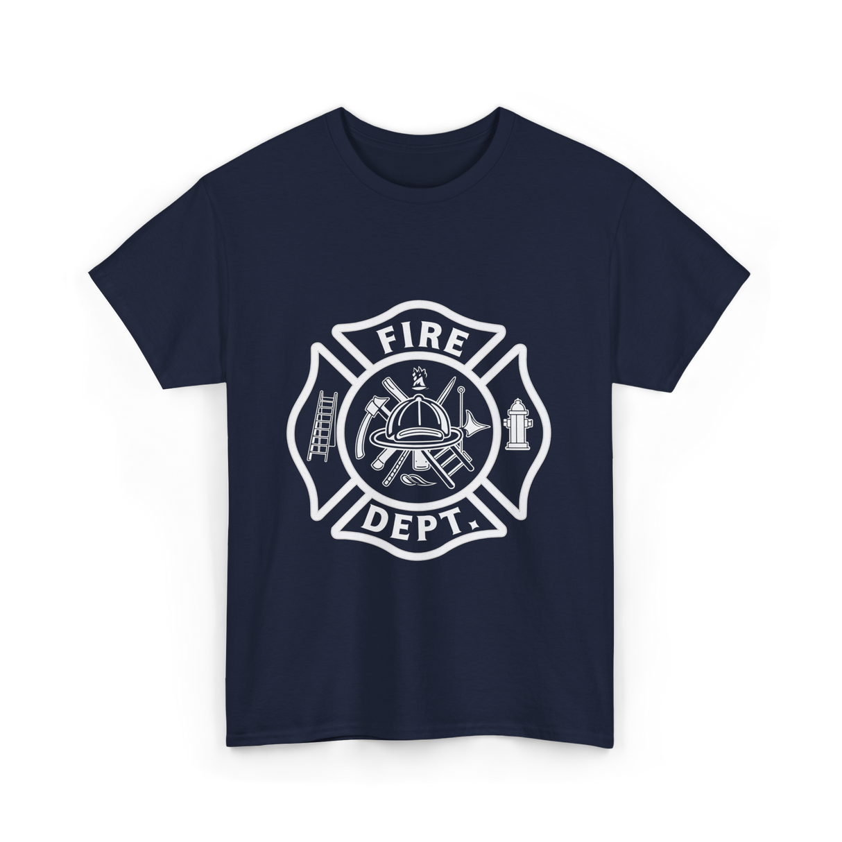 Fire Dept Firefighter Badge T-Shirt - Navy