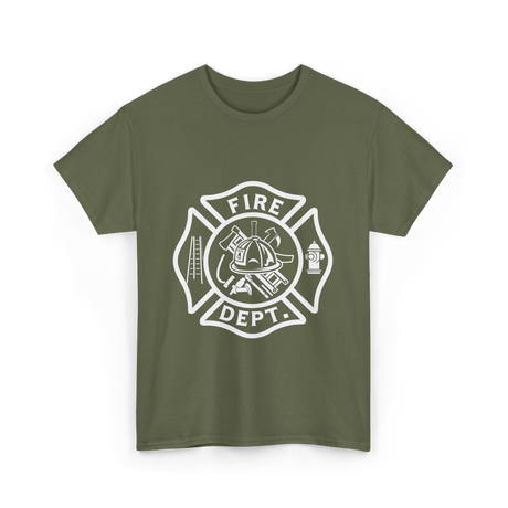 Fire Dept Firefighter Gear T-Shirt - Military Green