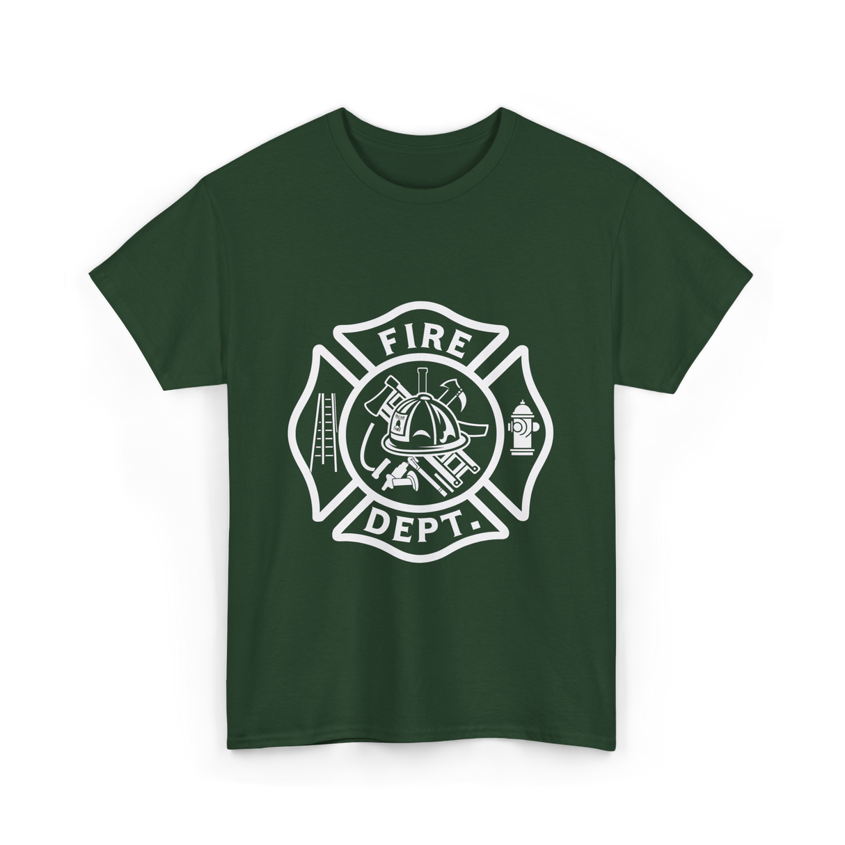 Fire Dept Firefighter Gear T-Shirt - Forest Green