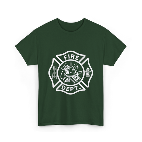 Fire Dept Firefighter Gear T-Shirt - Forest Green