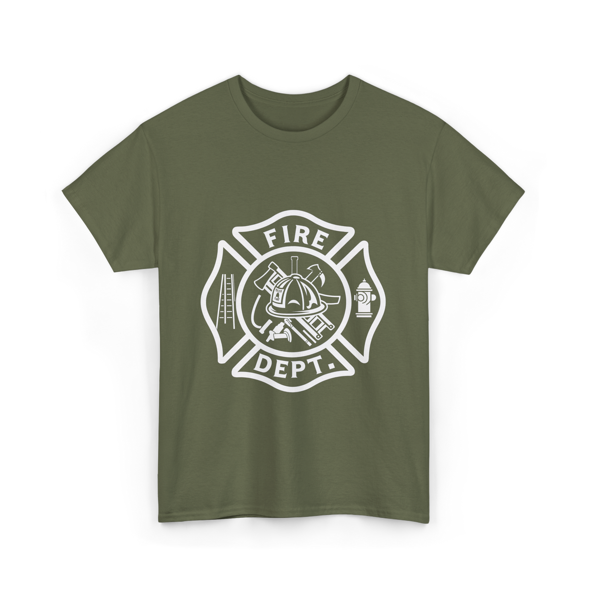 Fire Dept Firefighter Gear T-Shirt - Military Green