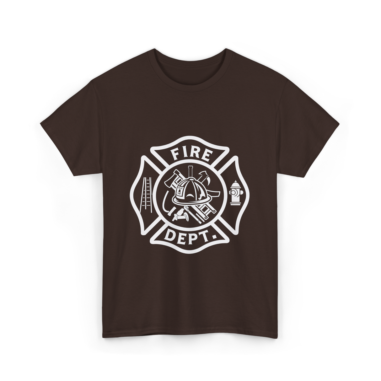 Fire Dept Firefighter Gear T-Shirt - Dark Chocolate