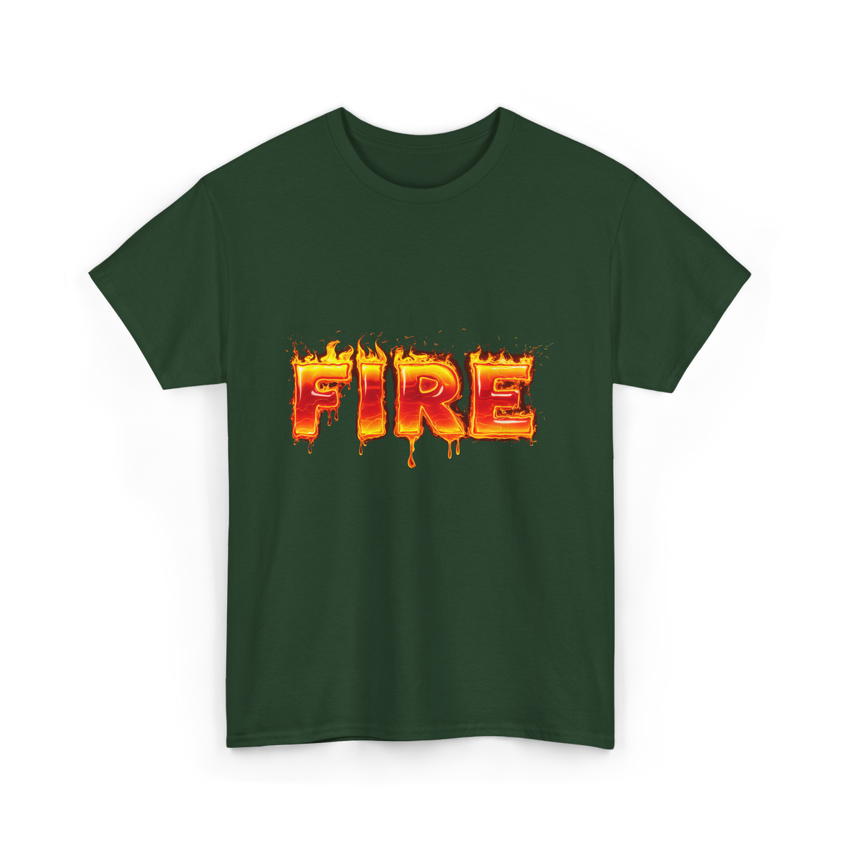 Fire Flame Graphic T-Shirt - Forest Green