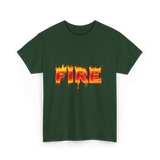 Fire Flame Graphic T-Shirt - Forest Green