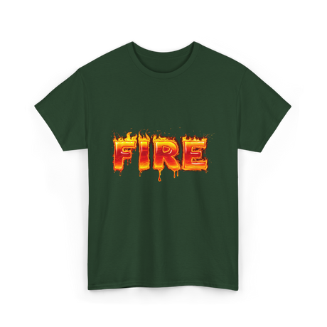 Fire Flame Graphic T-Shirt - Forest Green