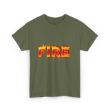 Fire Flame Graphic T-Shirt - Military Green