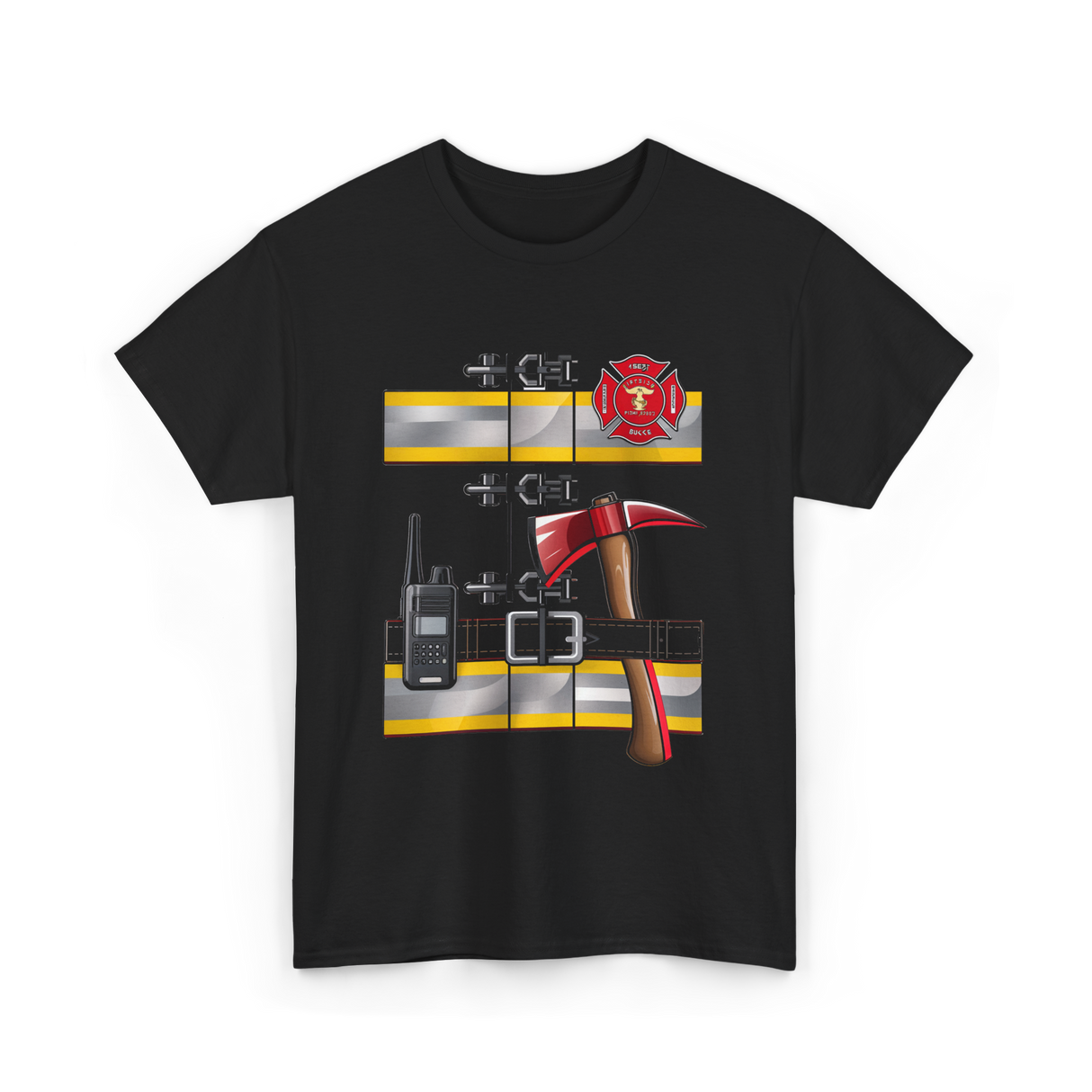 Firefighter Costume Fireman Axe T-Shirt - Black