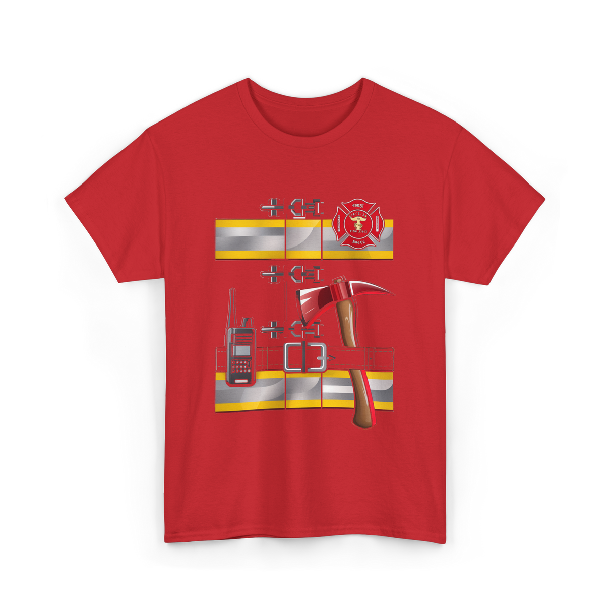 Firefighter Costume Fireman Axe T-Shirt - Red