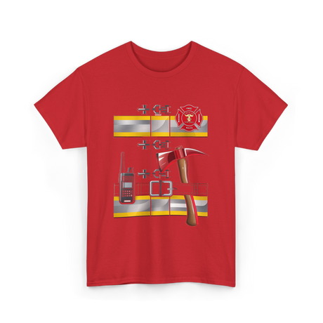 Firefighter Costume Fireman Axe T-Shirt - Red