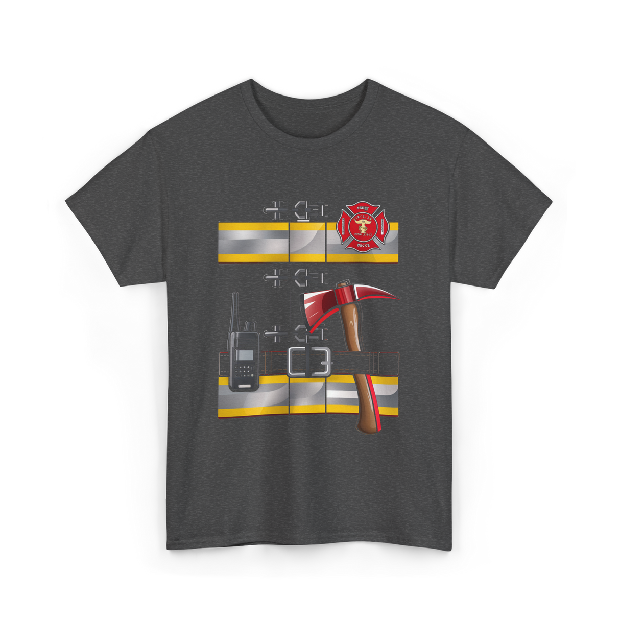 Firefighter Costume Fireman Axe T-Shirt - Dark Heather