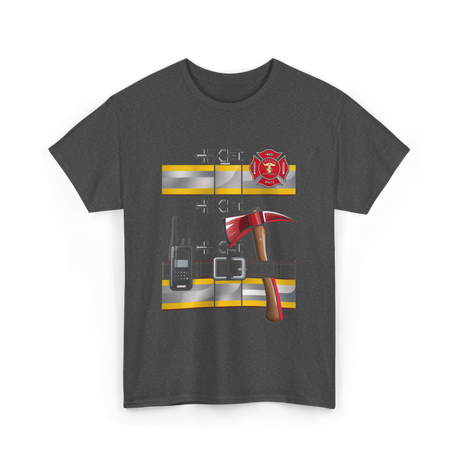 Firefighter Costume Fireman Axe T-Shirt - Dark Heather