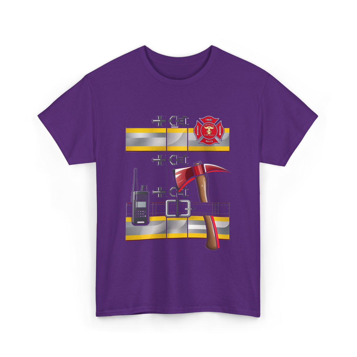 Firefighter Costume Fireman Axe T-Shirt - Purple