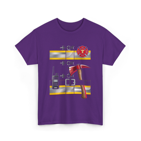 Firefighter Costume Fireman Axe T-Shirt - Purple