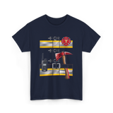 Firefighter Costume Fireman Axe T-Shirt - Navy