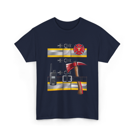 Firefighter Costume Fireman Axe T-Shirt - Navy