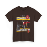 Firefighter Costume Fireman Axe T-Shirt - Dark Chocolate