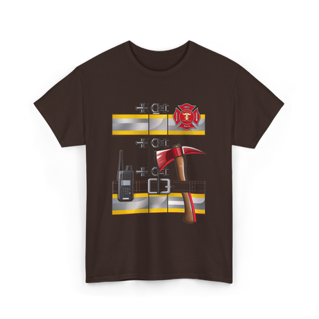 Firefighter Costume Fireman Axe T-Shirt - Dark Chocolate