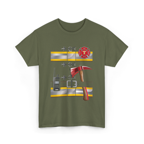 Firefighter Costume Fireman Axe T-Shirt - Military Green