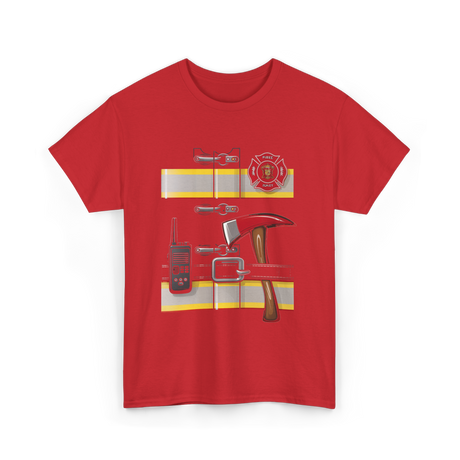 Firefighter Gear Fireman Axe T-Shirt - Red