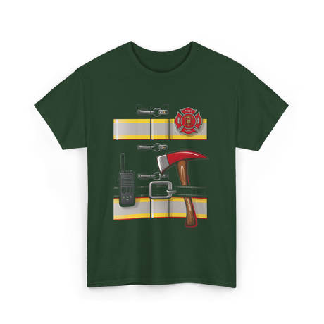 Firefighter Gear Fireman Axe T-Shirt - Forest Green