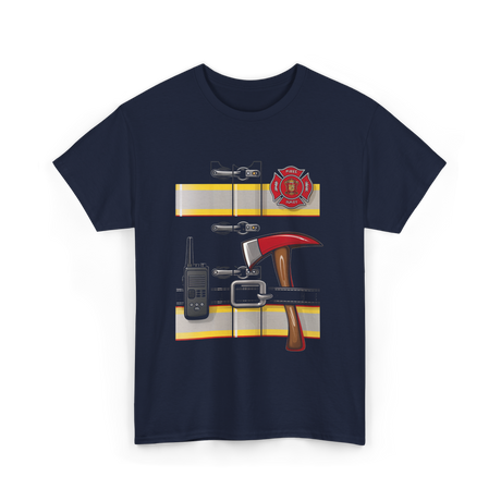 Firefighter Gear Fireman Axe T-Shirt - Navy